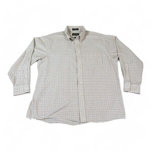 Vintage Arrow Dress Shirt Adult EXTRA LARGE Windowpane Plaid 80s Oxford USA Made